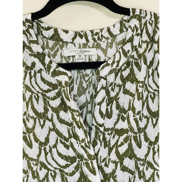 Jach's Girlfriend Women's V-Neck Career Blouse Green Size M 3/4 Sleeves - Picture 2 of 4